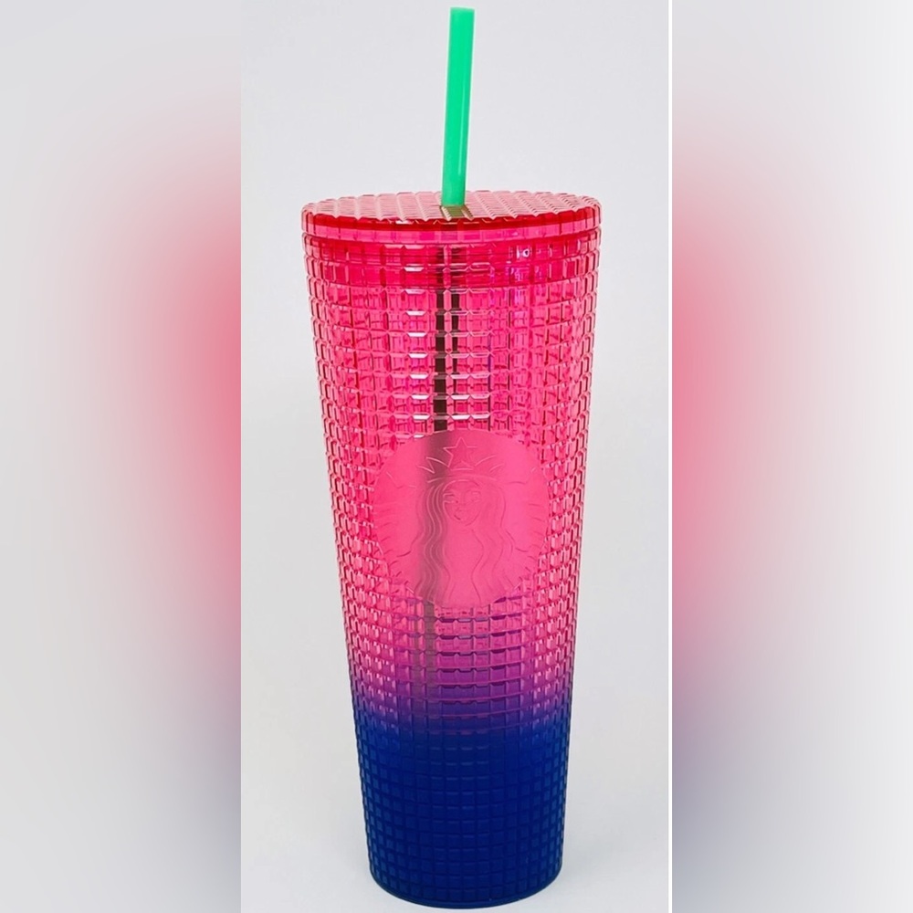 Starbucks Watermelon Grid Venti 24 oz Tumbler Pink to Blue Ombre Gradient 2022